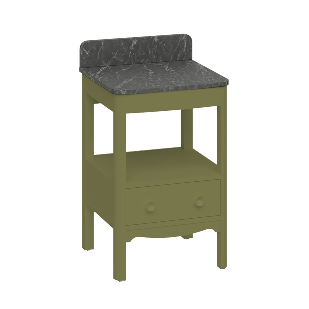 Product cut out image of Burlington Guild 560 Carlyle Green Furniture Unit and Marquina Black Marble Effect Worktop GU5600DCG_FS GU560TMQ